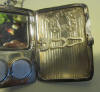 Victorian coin purse, money clip and compact case, chained dance purse