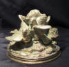 antique gilt bronze match holder with birds.Late 19th,