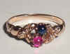 antique and vintage jewelry: ring7:antique Eduardian ring, with cabochon ruby and sapphire