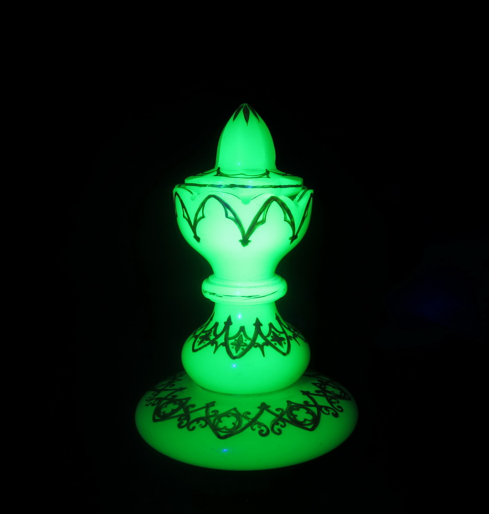 rare vaseline/uranium opaline glass perfume bottle.  Probably Baccarat, late 19th century.