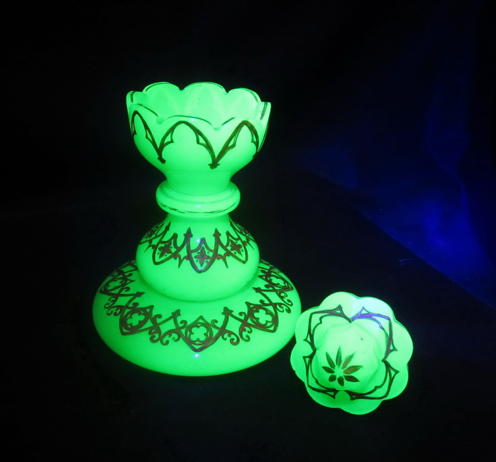 vaseline uranium opaline glass perfume bottle. Probably Baccarat. late 19th century
